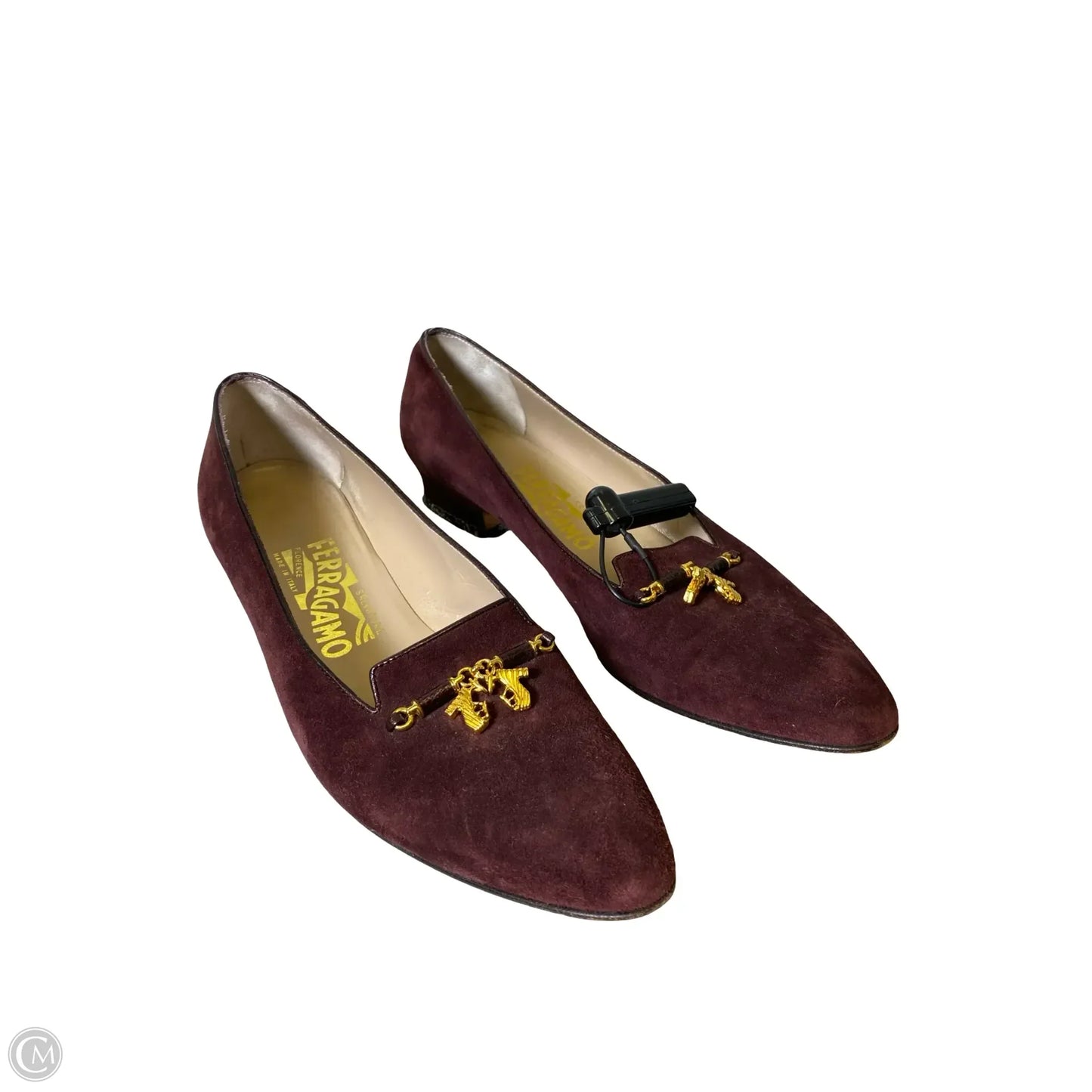 Shoes Luxury Designer By Ferragamo In Maroon, Size: 8.5