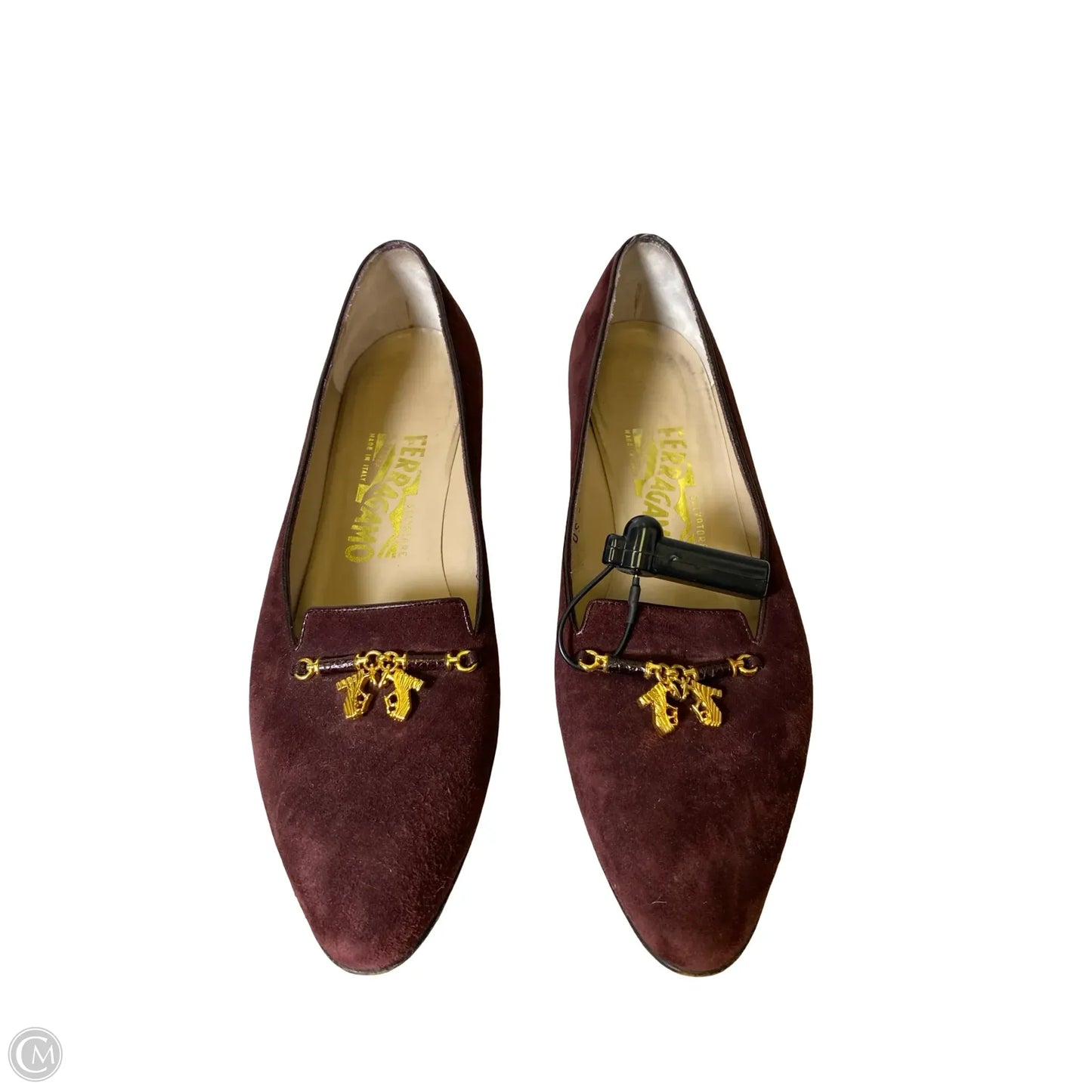 Shoes Luxury Designer By Ferragamo In Maroon, Size: 8.5