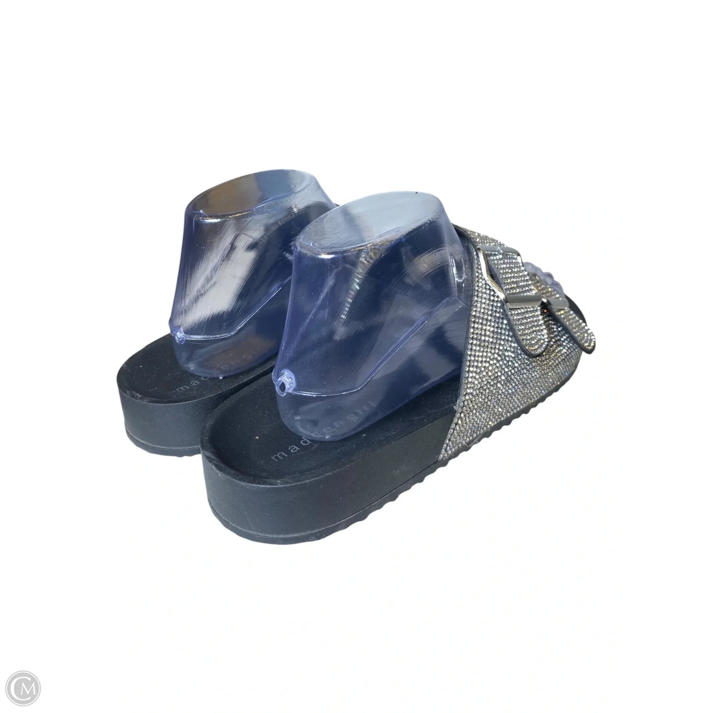 Sandals Flats By Madden Girl In Black & Silver, Size: 9