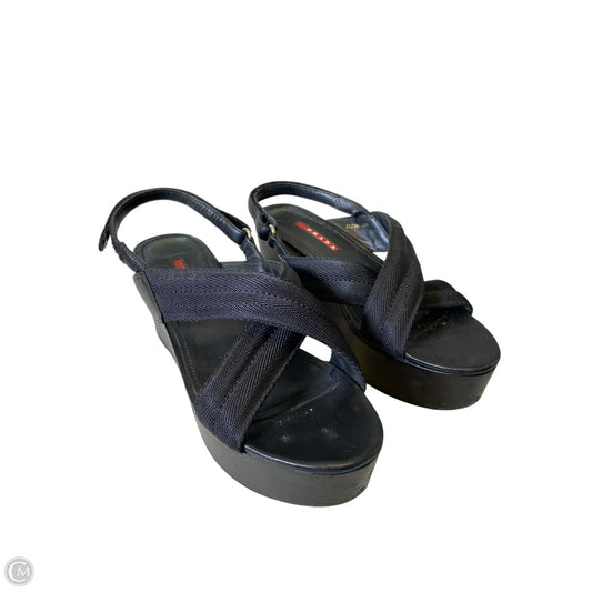 Shoes Luxury Designer By Prada In Black, Size: 8