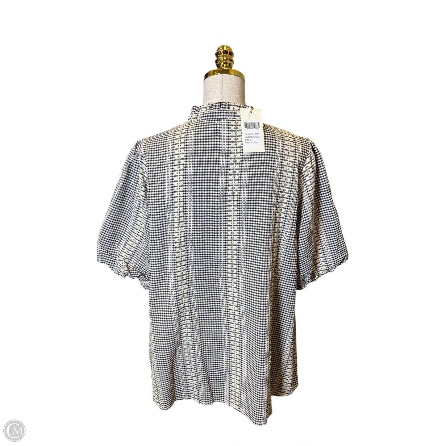 Top Short Sleeve By Southern Stitch In Black & Cream, Size: M