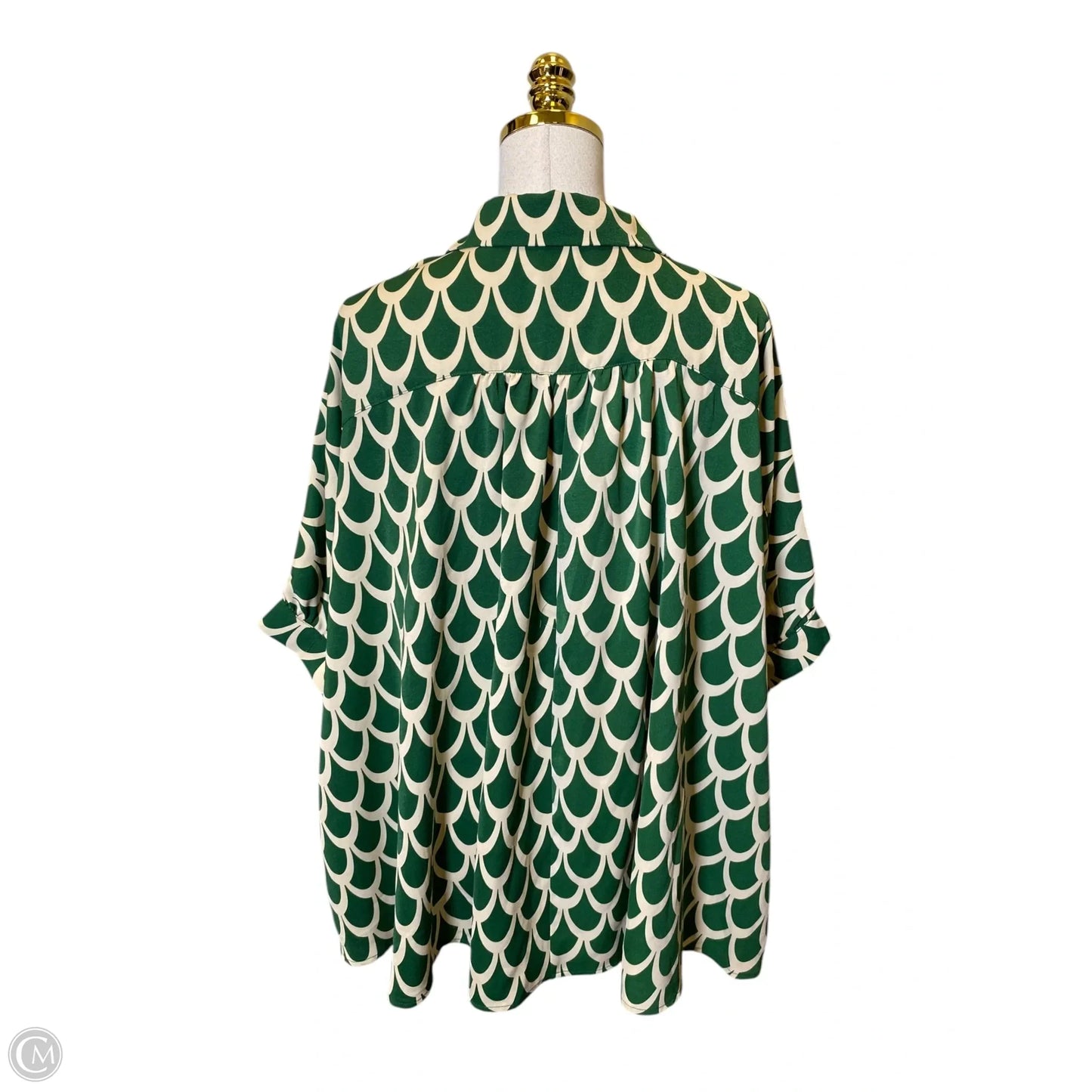 Top Short Sleeve By Ee Some In Cream & Green, Size: M