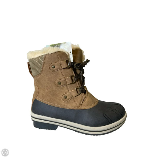 Boots Ankle Flats By Bearpaw In Brown & Cream, Size: 8