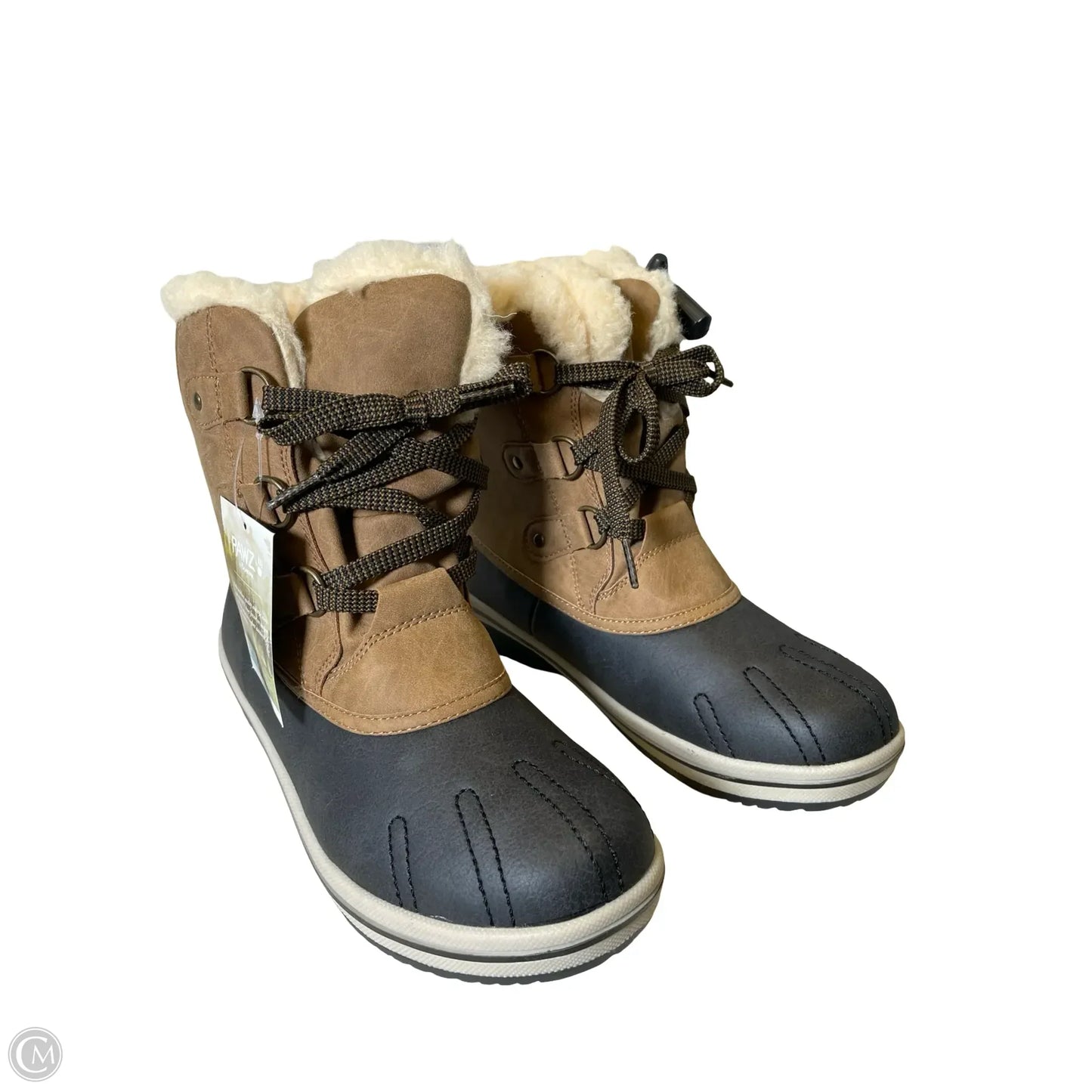 Boots Ankle Flats By Bearpaw In Brown & Cream, Size: 8