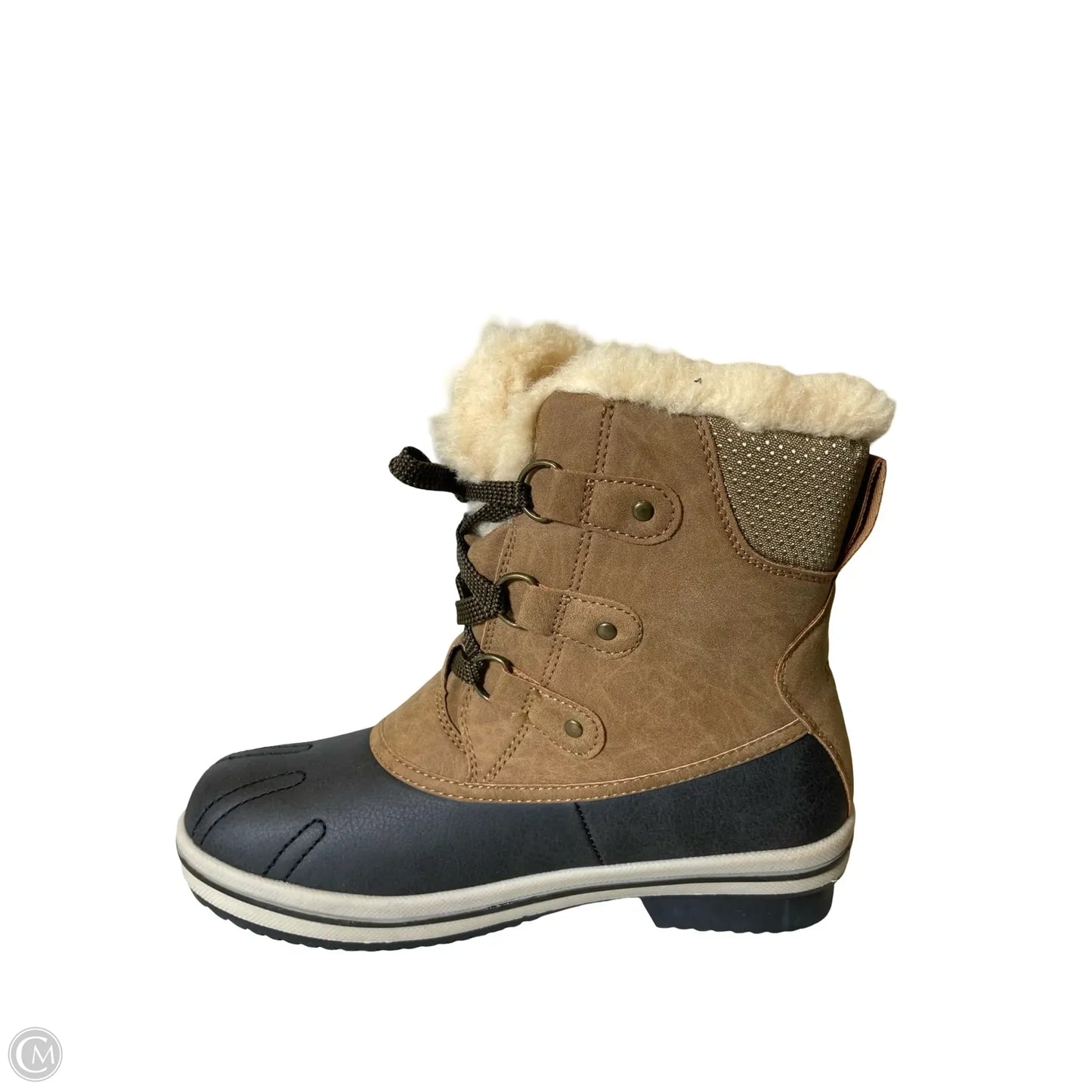 Boots Ankle Flats By Bearpaw In Brown & Cream, Size: 8