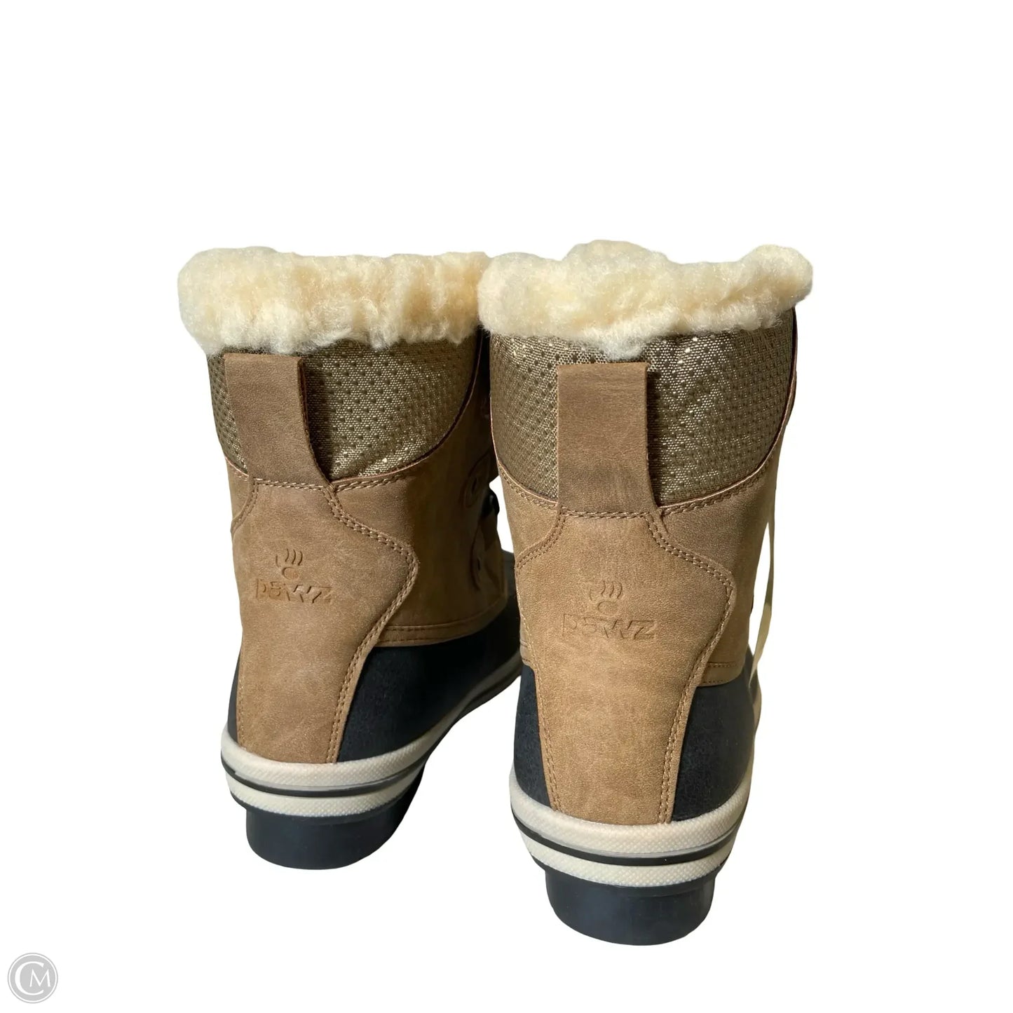 Boots Ankle Flats By Bearpaw In Brown & Cream, Size: 8