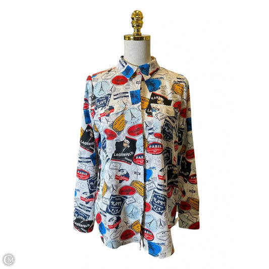 Top Long Sleeve Designer By Karl Lagerfeld In Multi-colored, Size: S