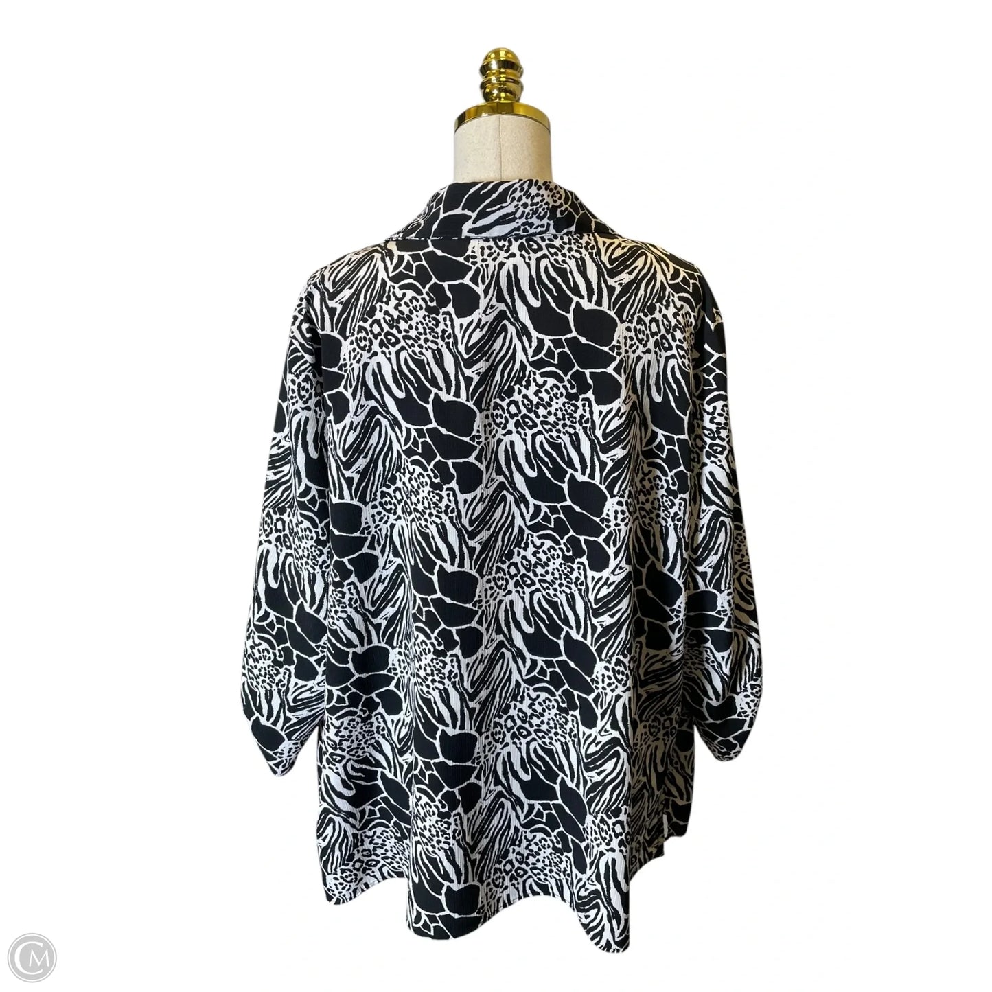 Top 3/4 Sleeve By Clothes Mentor In Black & White, Size: 4x