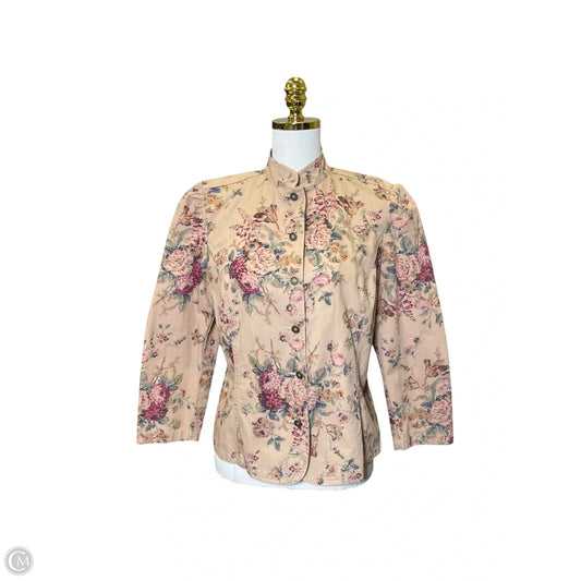 Jacket Denim By Chaps In Floral Print, Size: L