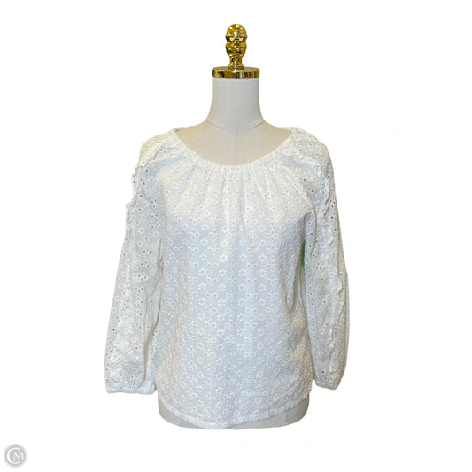 Top Long Sleeve By Ann Taylor In White, Size: S