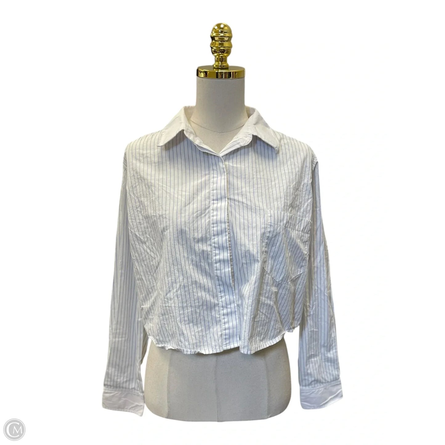 Top Long Sleeve By Good American In Striped Pattern, Size: M
