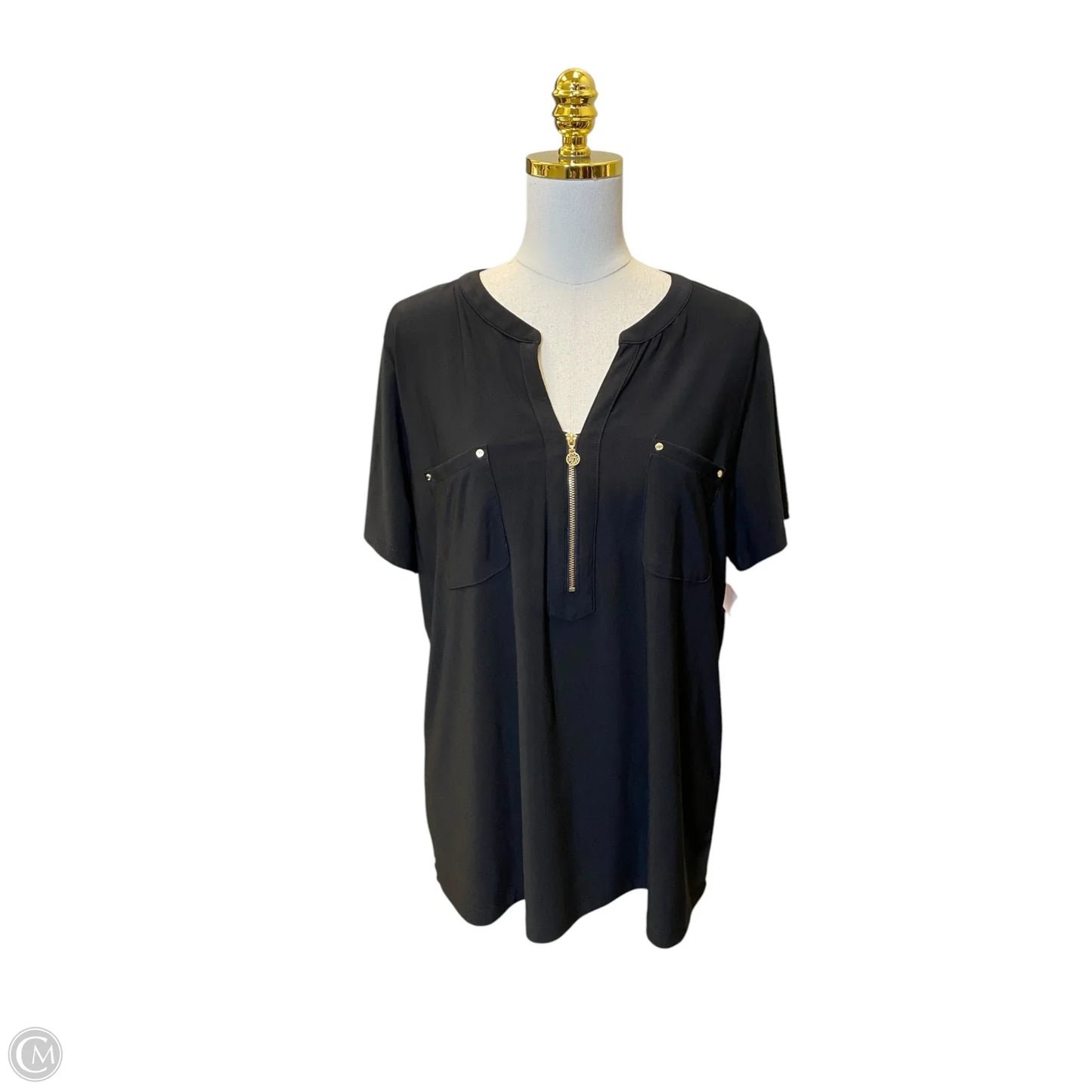 Top Short Sleeve By Anne Klein In Black, Size: Xl