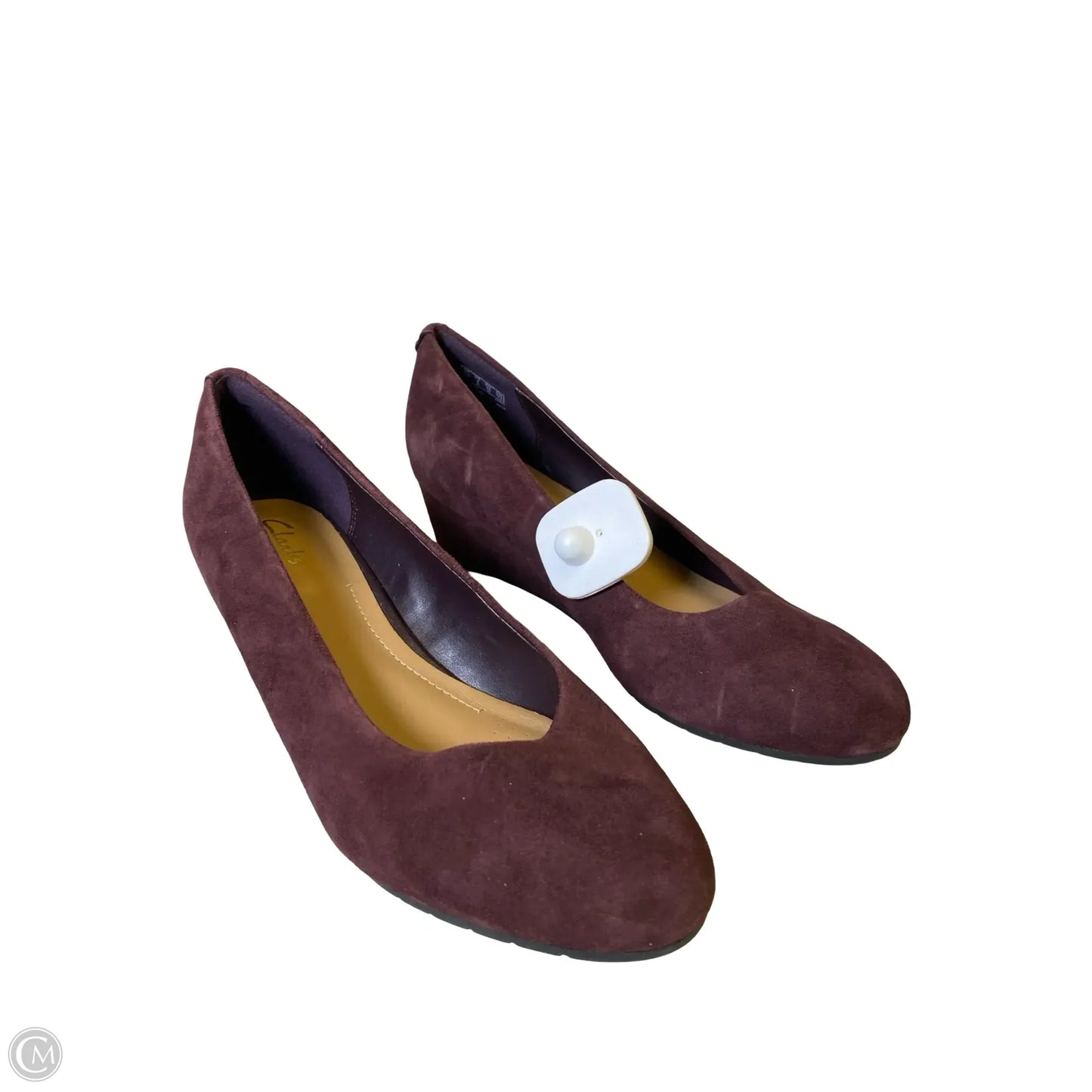Shoes Heels Wedge By Clarks In Maroon, Size: 8