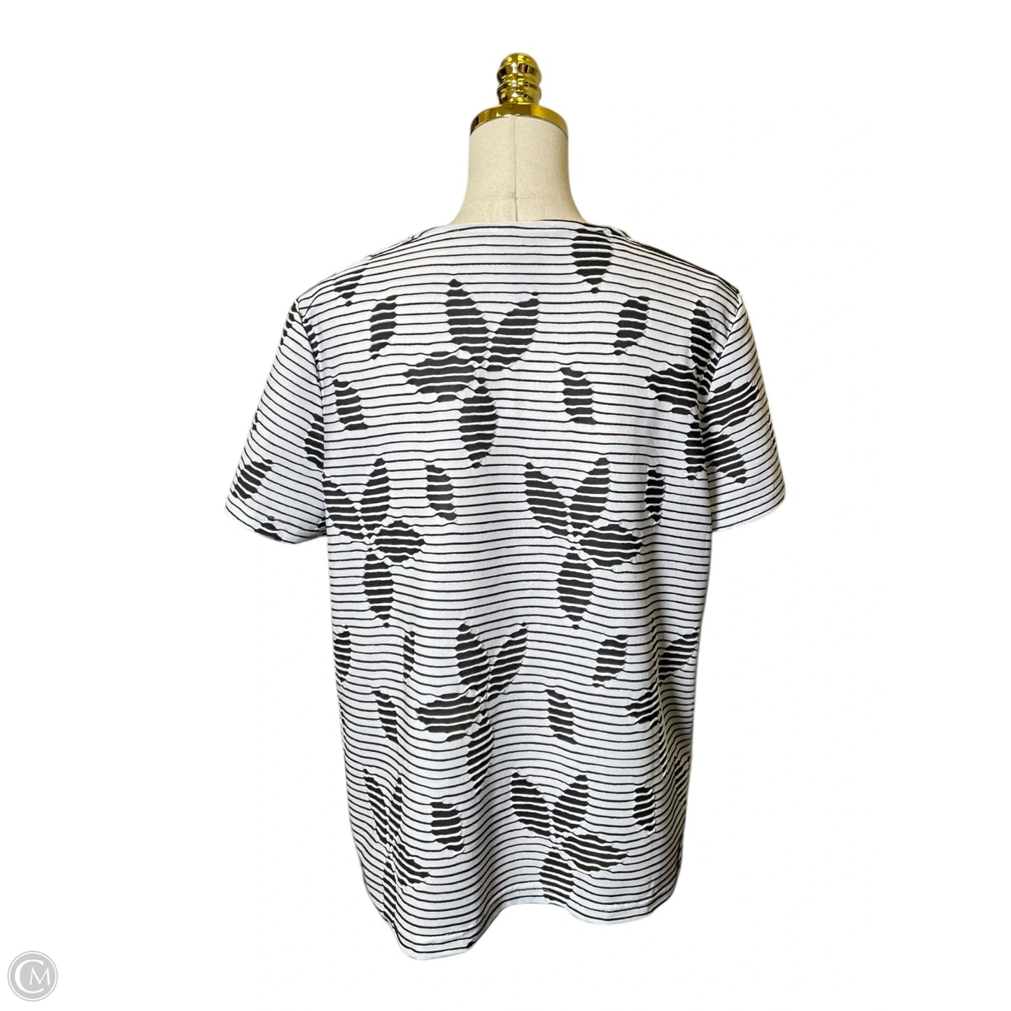 Top Short Sleeve By Chicos In Black & White, Size: L