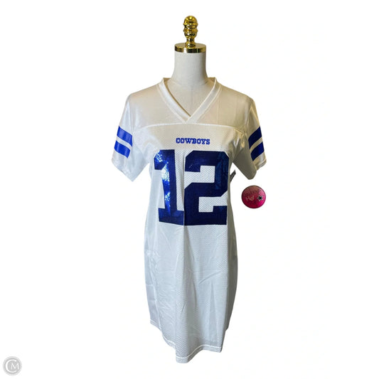 Athletic Top Short Sleeve By Clothes Mentor In Blue & White, Size: L
