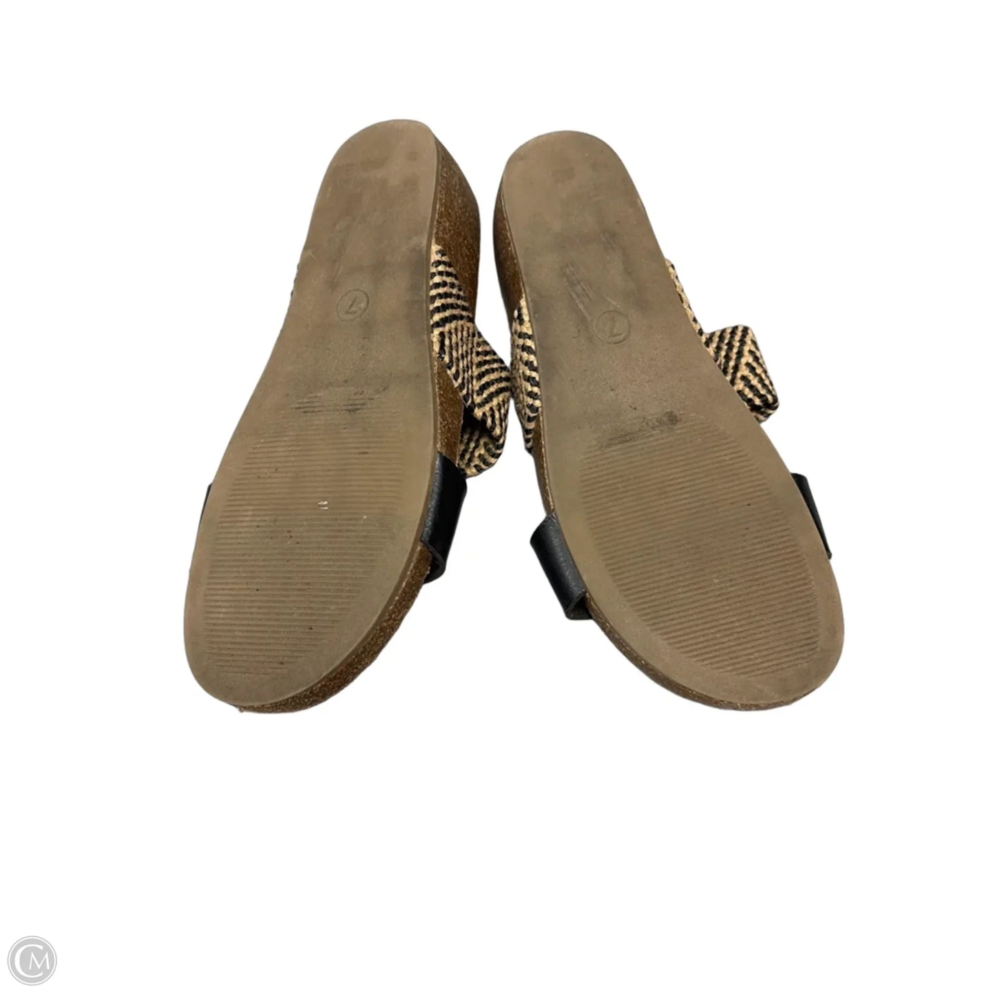Sandals Flats By Clothes Mentor In Black & Brown, Size: 7