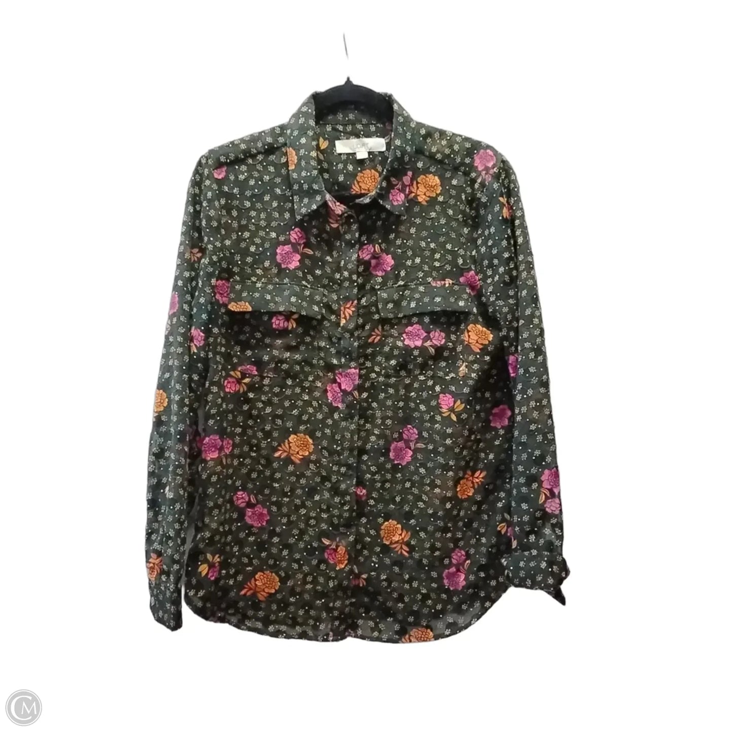 Blouse Long Sleeve By Loft In Floral Print, Size: S
