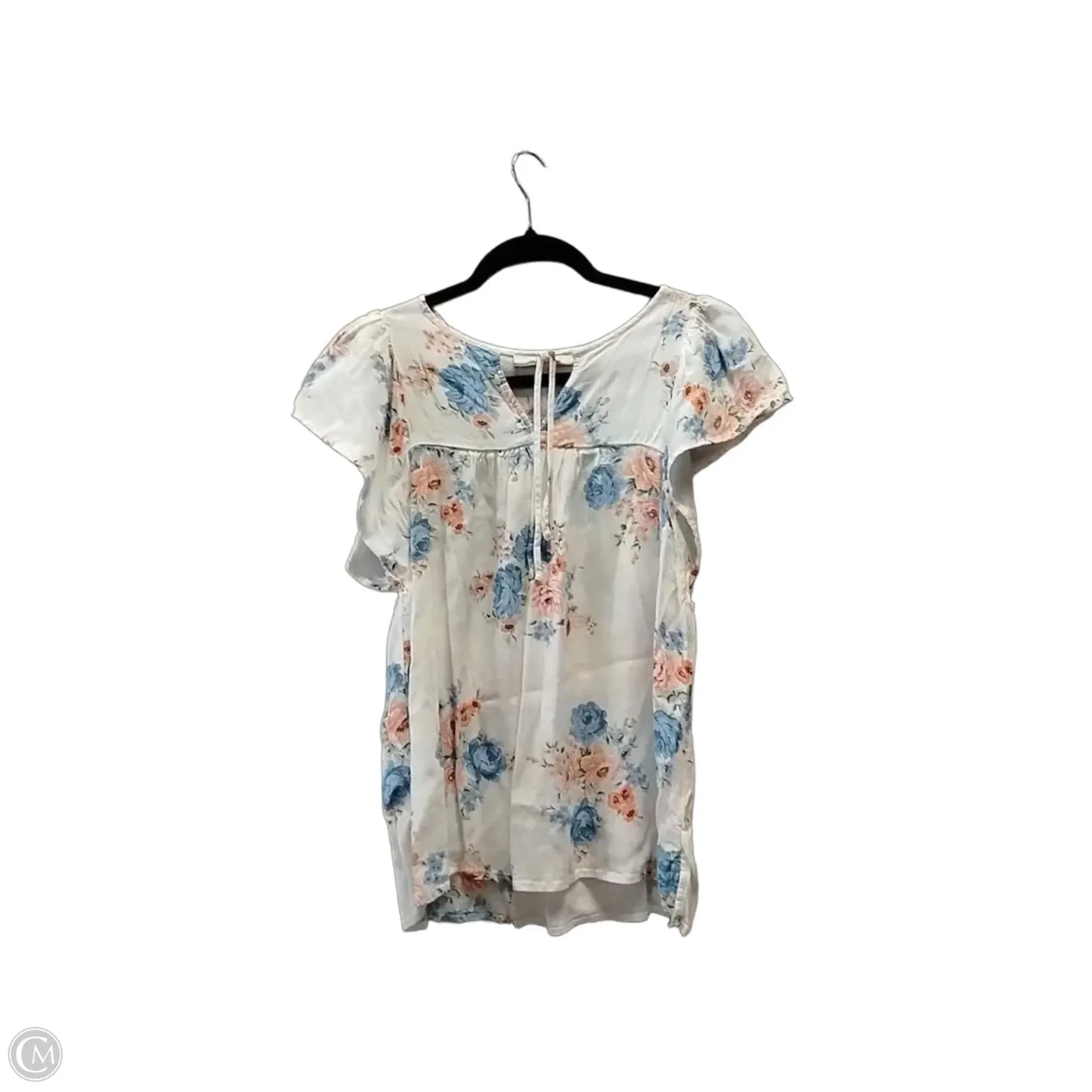 Blouse Short Sleeve By Loft In Floral Print, Size: L