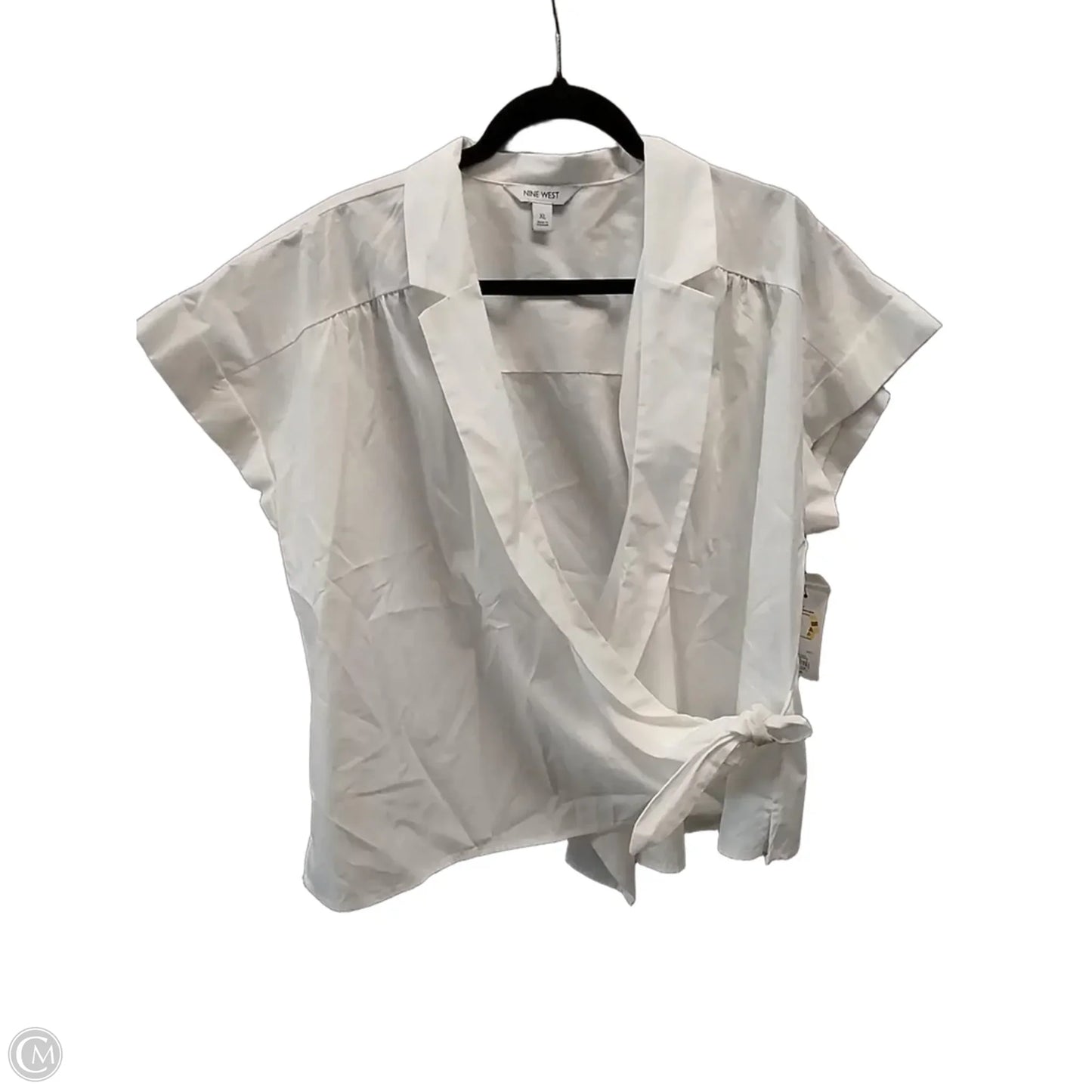 Blouse Short Sleeve By Nine West In White, Size: Xl