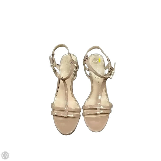 Sandals Heels Wedge By Jessica Simpson In Tan, Size: 7.5