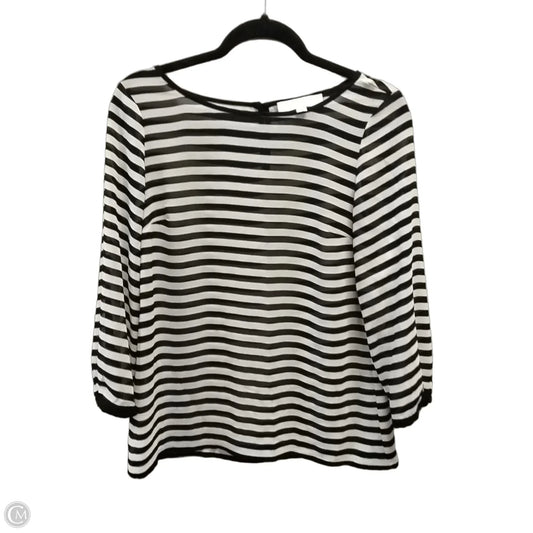 Blouse Long Sleeve By Loft In Black & White, Size: Xs