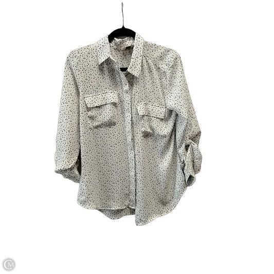 Blouse Long Sleeve By Loft In Polkadot Pattern, Size: M