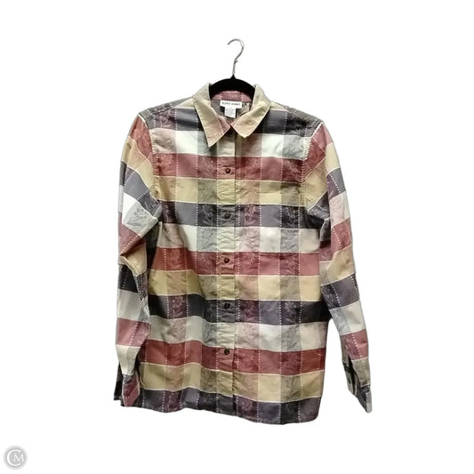 Blouse Long Sleeve By Alfred Dunner In Checkered Pattern, Size: L