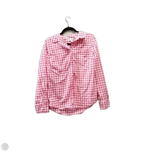 Blouse Long Sleeve By J. Crew In Checkered Pattern, Size: L