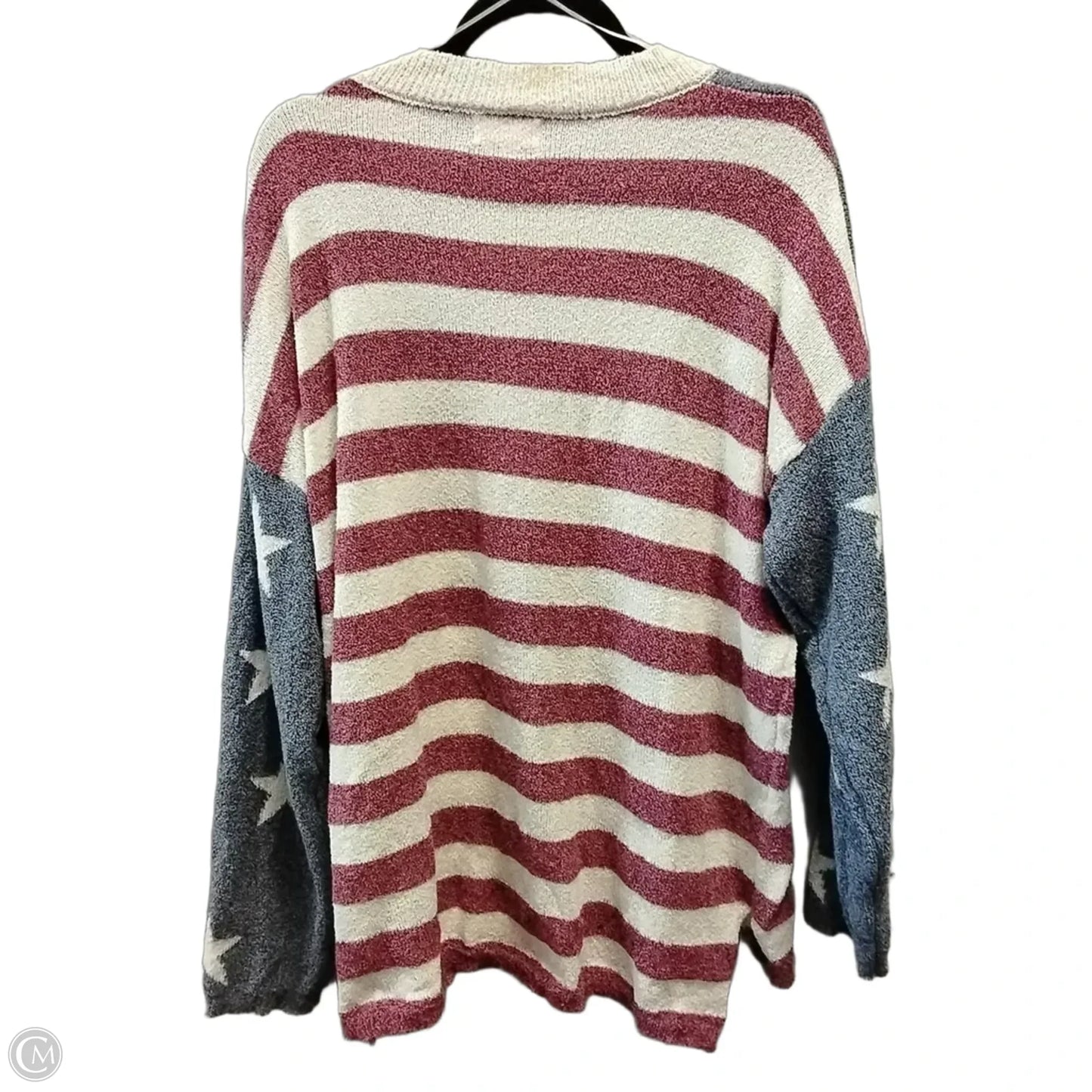 Sweater By Oddi In Blue & Red & White, Size: 2x