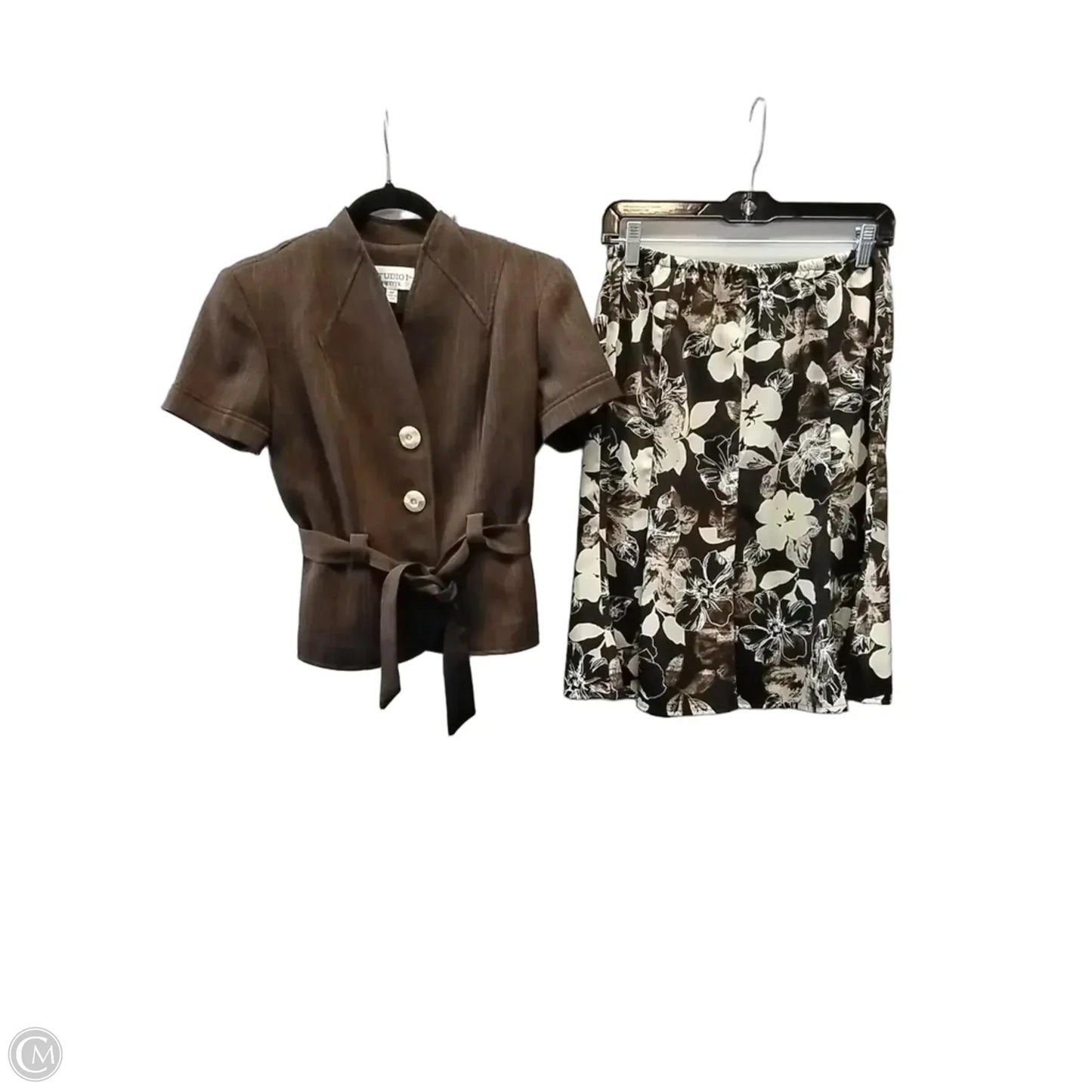 Skirt Suit 2pc By Studio 1 In Brown, Size: 4p