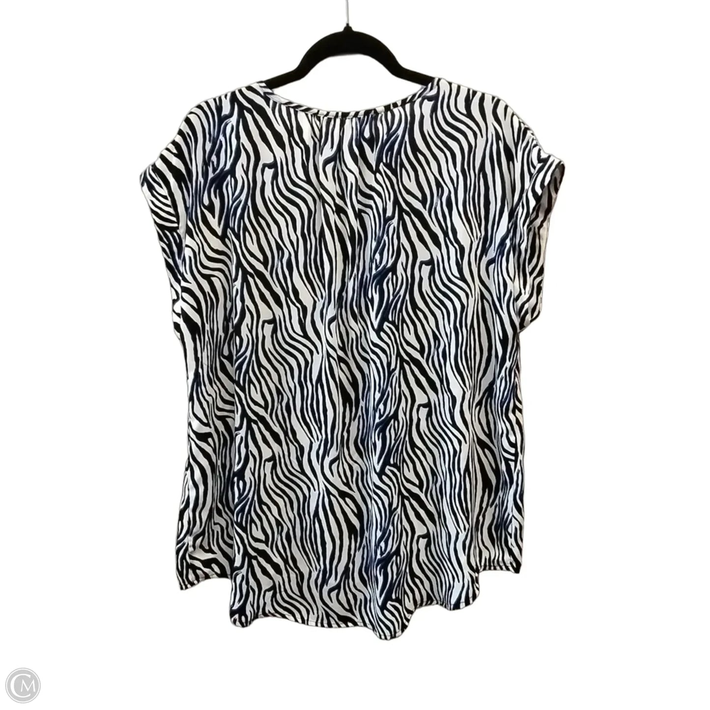 Blouse Short Sleeve By Tacera In Blue & White, Size: Xl