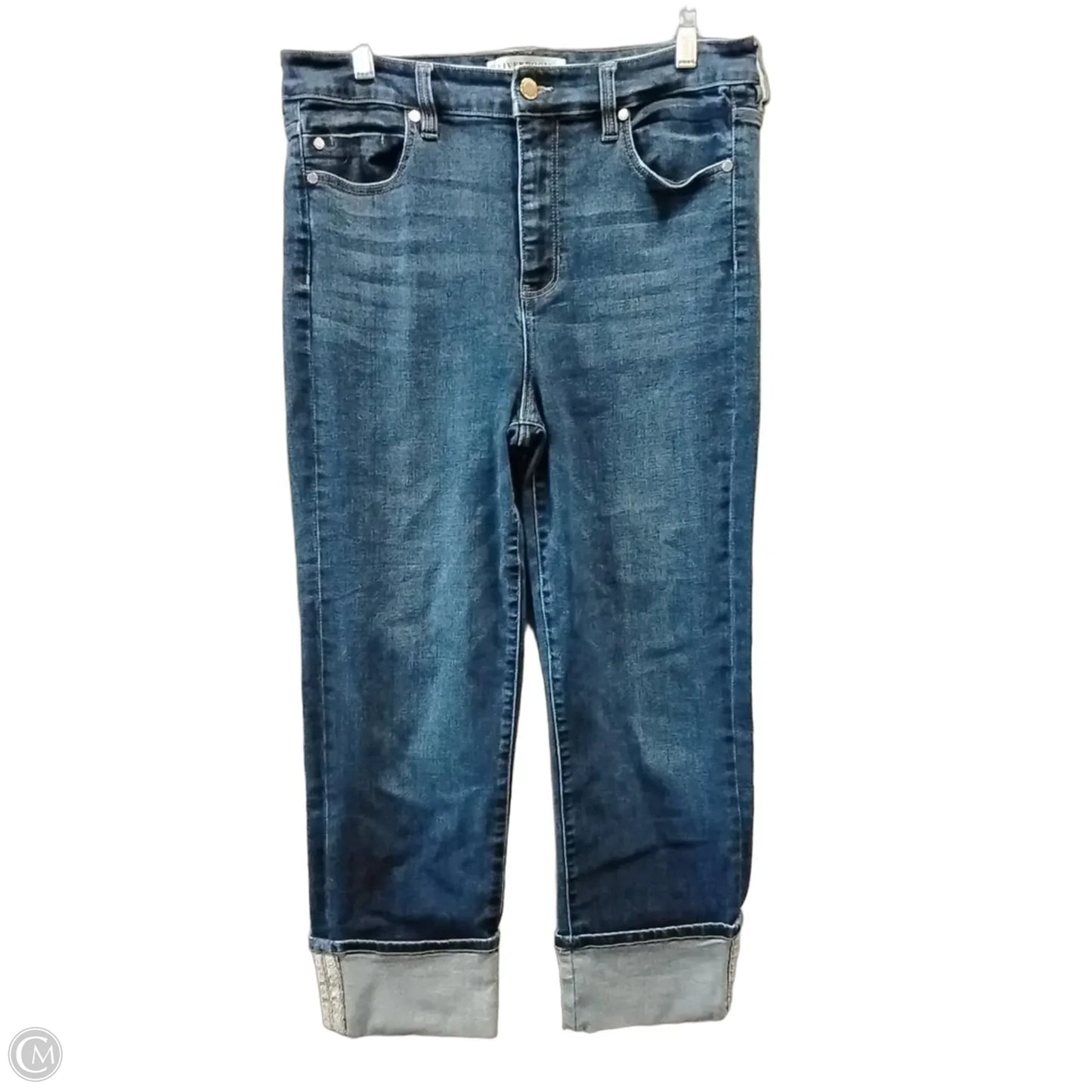 Jeans Cropped By Liverpool In Blue & Silver, Size: 12