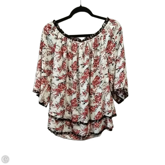 Blouse Long Sleeve By White House Black Market In Floral Print, Size: L