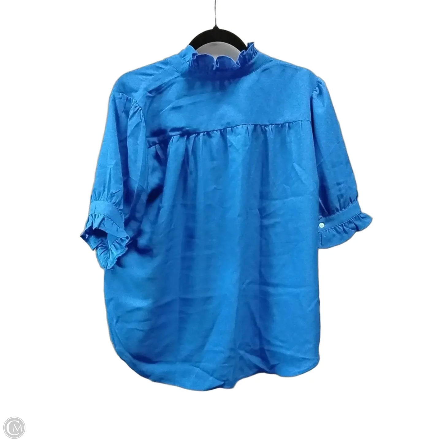 Blouse Short Sleeve By Ann Taylor In Blue, Size: L