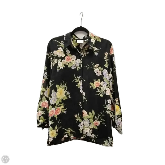 Blouse Long Sleeve By Villager By Liz Claiborne In Floral Print, Size: M
