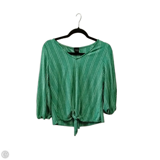 Blouse Long Sleeve By W5 In Green & White, Size: L