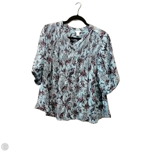 Blouse Short Sleeve By Intro In Blue & Red, Size: M