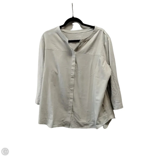 Blouse Long Sleeve By Van Heusen In Grey, Size: Xl