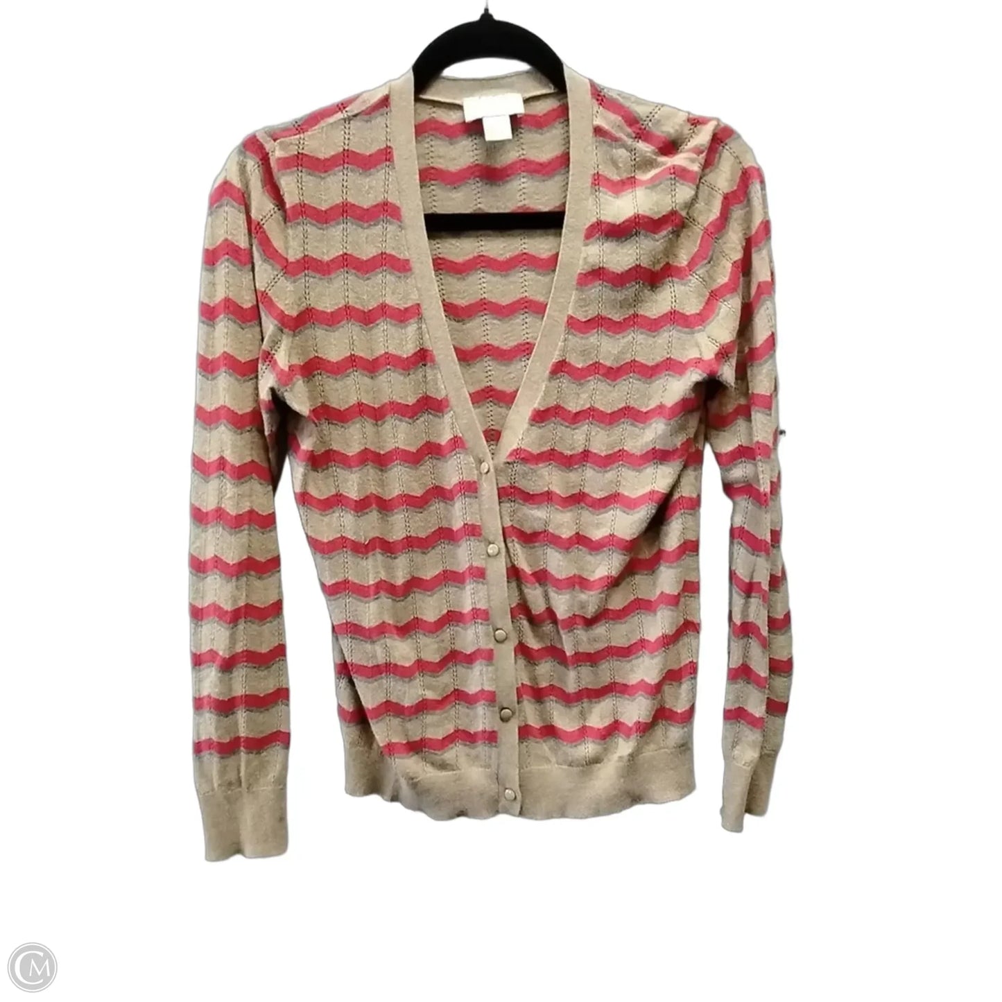 Sweater Cardigan By Loft In Striped Pattern, Size: S