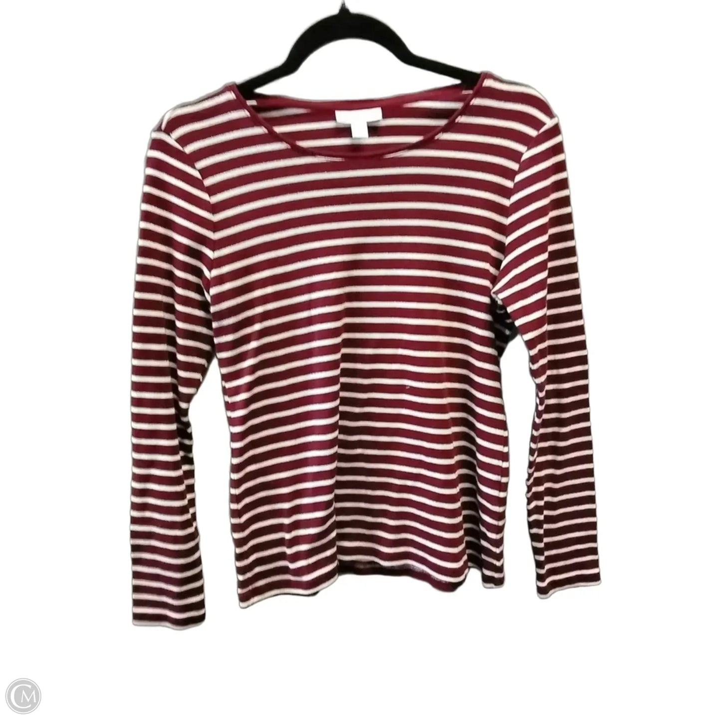 Top Long Sleeve By Charter Club In Striped Pattern, Size: M