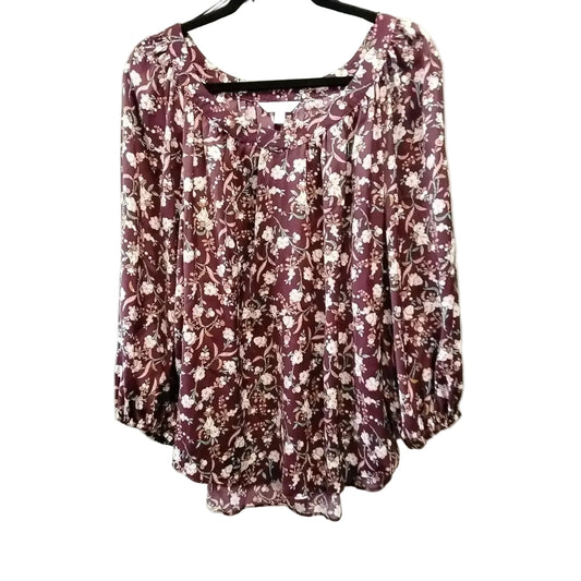 Blouse Long Sleeve By Lc Lauren Conrad In Floral Print, Size: Xl
