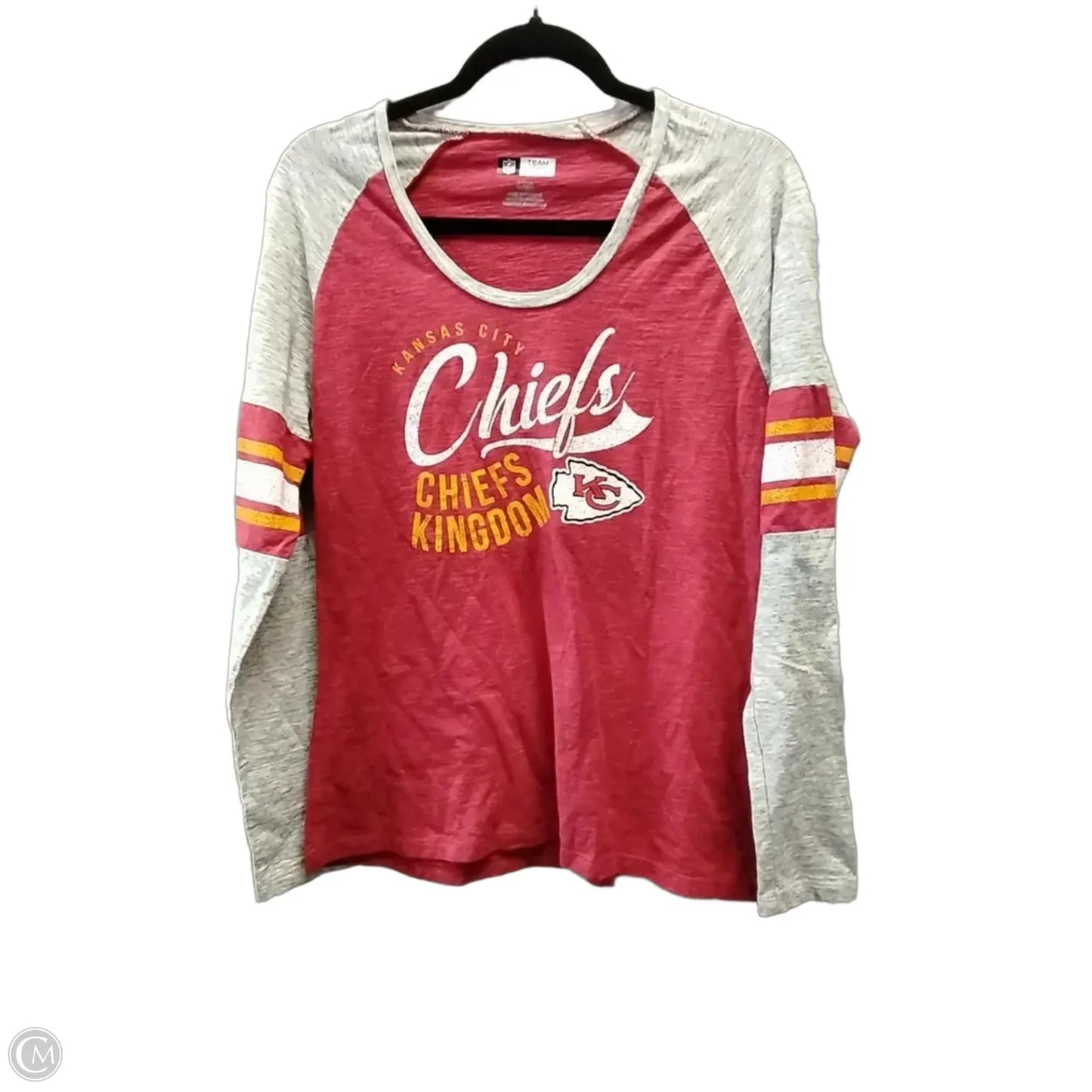 Athletic Top Long Sleeve Crewneck By Nfl In Grey & Red, Size: L