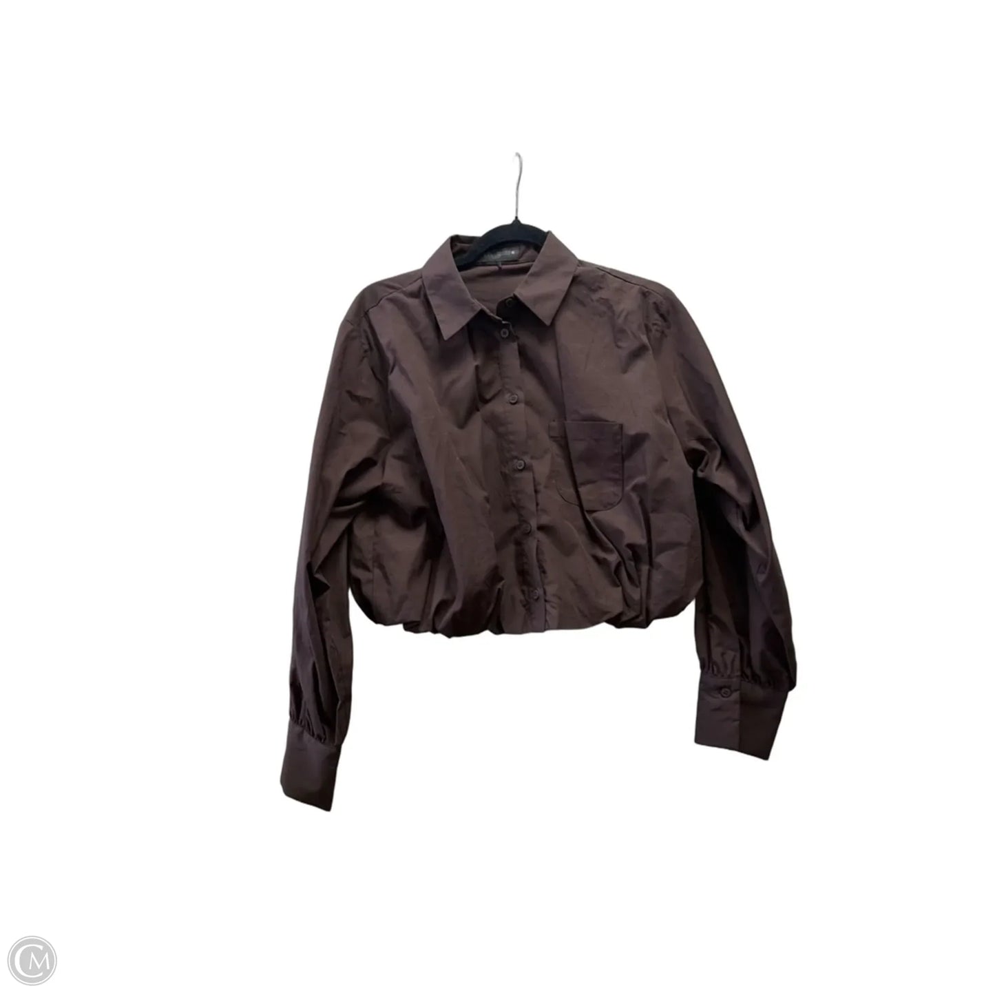 Blouse Long Sleeve By Zara In Brown, Size: M