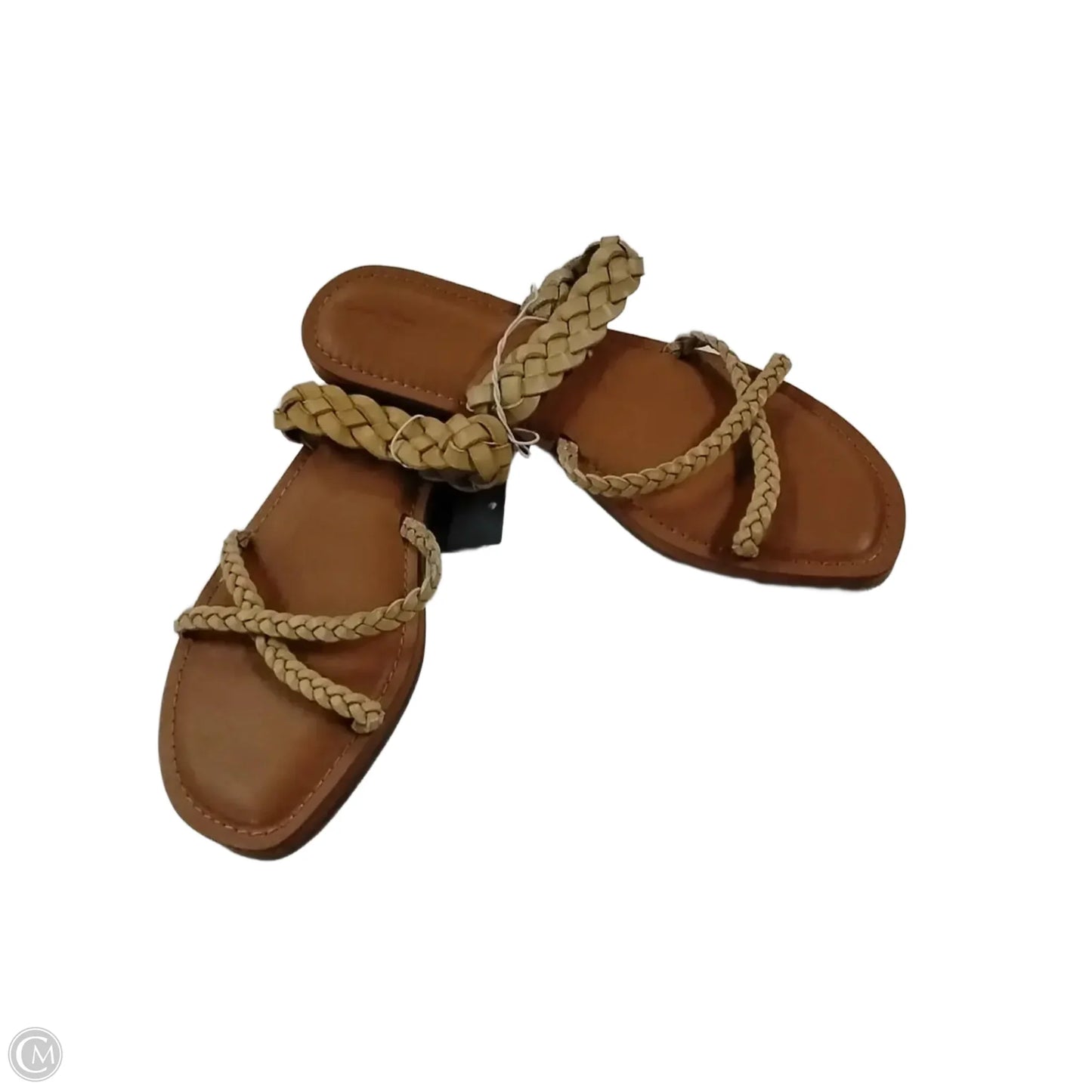Sandals Flats By Clothes Mentor In Brown & Cream, Size: 11