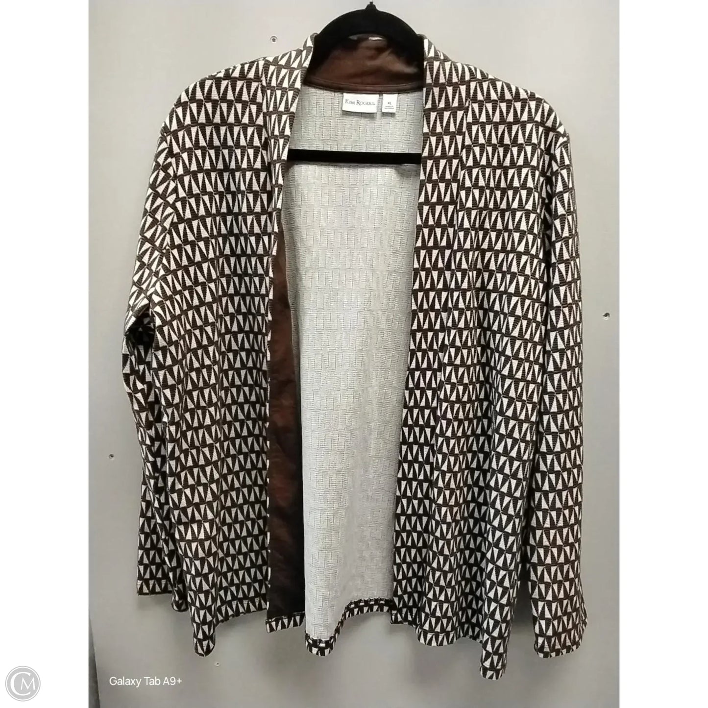 Sweater Cardigan By Kim Rogers In Geometric Pattern, Size: Xl