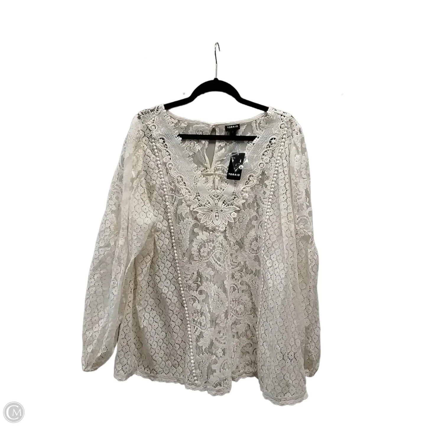 Blouse Long Sleeve By Torrid In Beige, Size: 2x