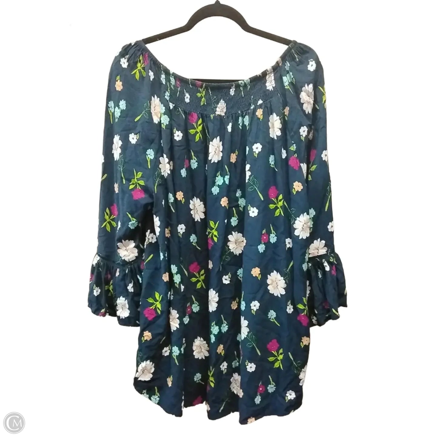 Blouse Long Sleeve By Terra & Sky In Floral Print, Size: 4x