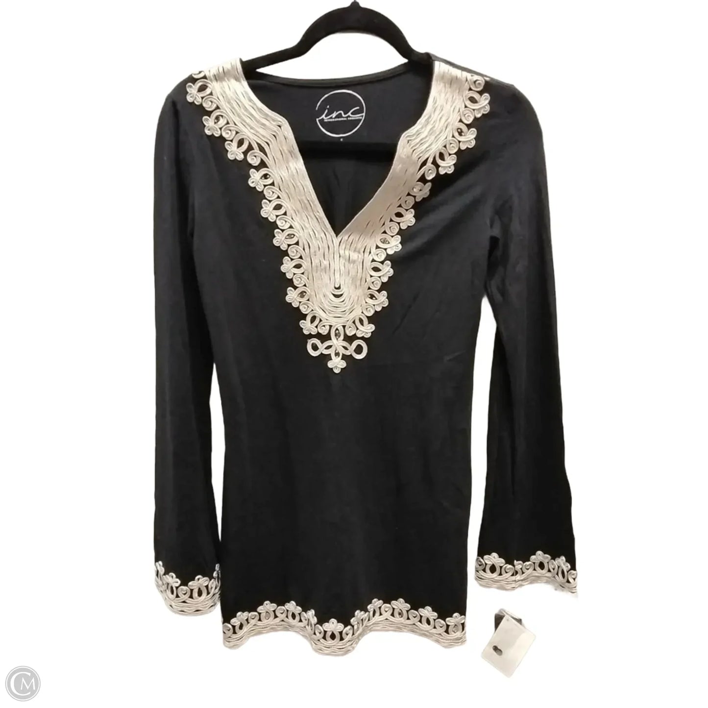 Top Long Sleeve By Inc In Black, Size: S