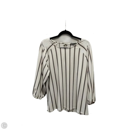 Blouse Long Sleeve By Adrianna Papell In Striped Pattern, Size: L