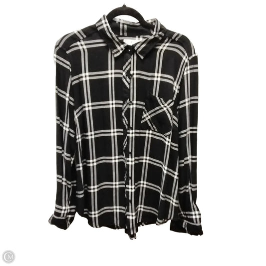 Top Long Sleeve By Time And Tru In Black & White, Size: L